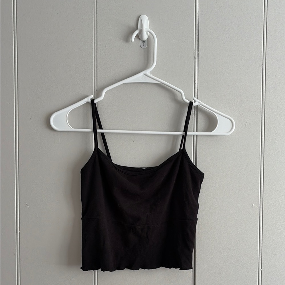 Brandy Melville Black Women's Cropped Spaghetti Strap Tank Top